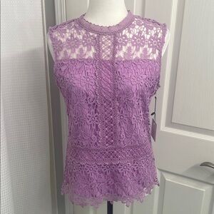 Laundry By Shelli Segal Purple Lace Sleeveless Blouse. Fitted Sz S